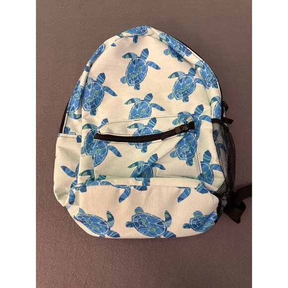 Sea Turtle Print Backpack With Mesh Side Pocket & Multiple Compartments - Picture 1 of 5